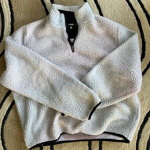 Missguided Sherpa Pullover with Zip, pink and blue highlights - Size 8